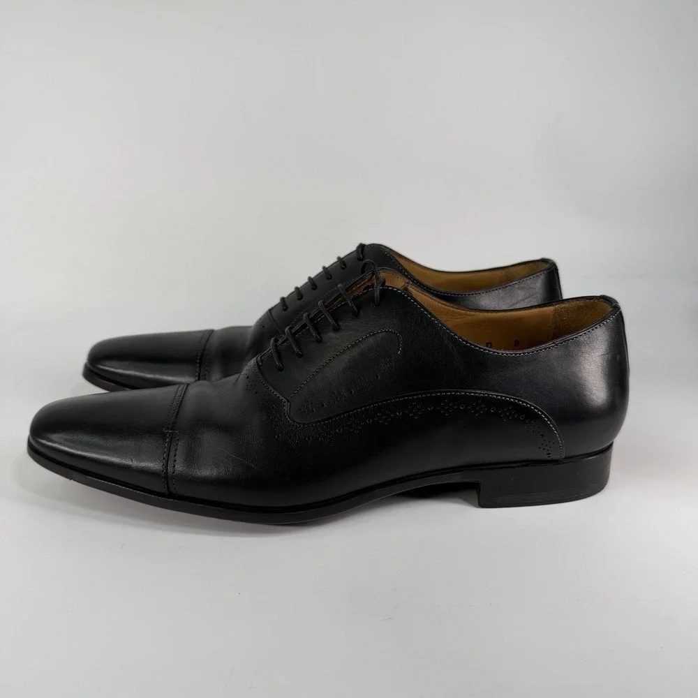 Santoni Cap Toe Dress Shoes Mens 8 D Leather Oxfords Brogue Quiet Luxury Italy